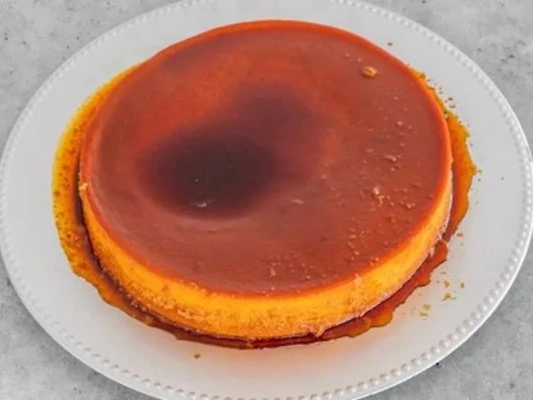 Caramel flan on a plate