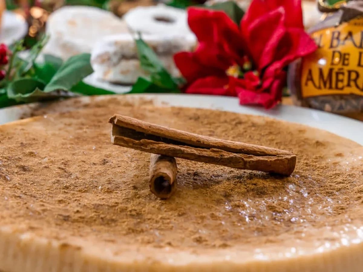 Natilla custard dusted with cinnamon
