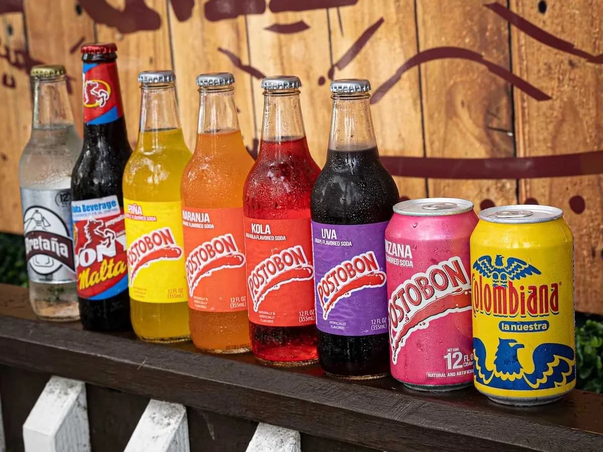 Assorted soda bottles
